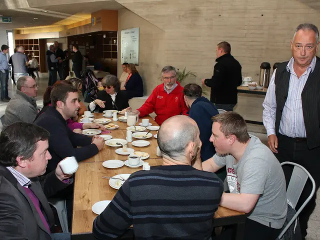 "Gathering around a shrub cross in the common area of an apartment compound"